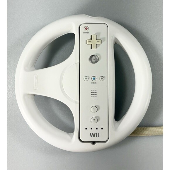 Nintendo Wii White RVL-003 Motion Remote Controller with Steering Wheel Tested - Picture 3 of 11